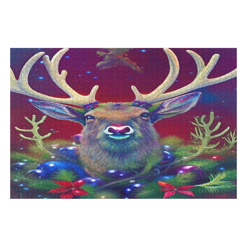 Christmas Elk 1000-Piece Wooden Photo Puzzles