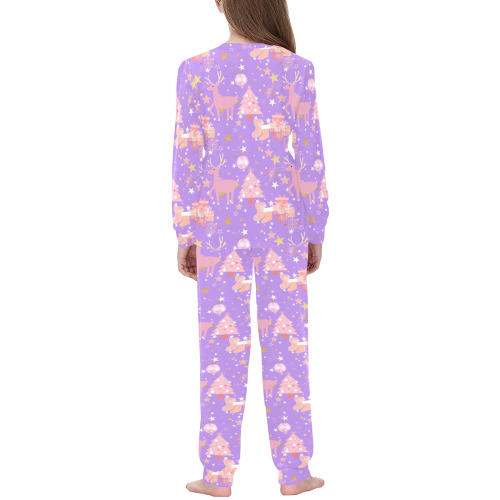 Pink and Purple and Gold Christmas Design Kids' All Over Print Pajama Set