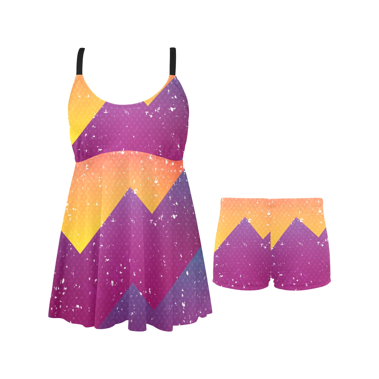 bright geometric seamless pattern with grunge effect_298851920.jpg Chest Pleat Swim Dress (Model S31)