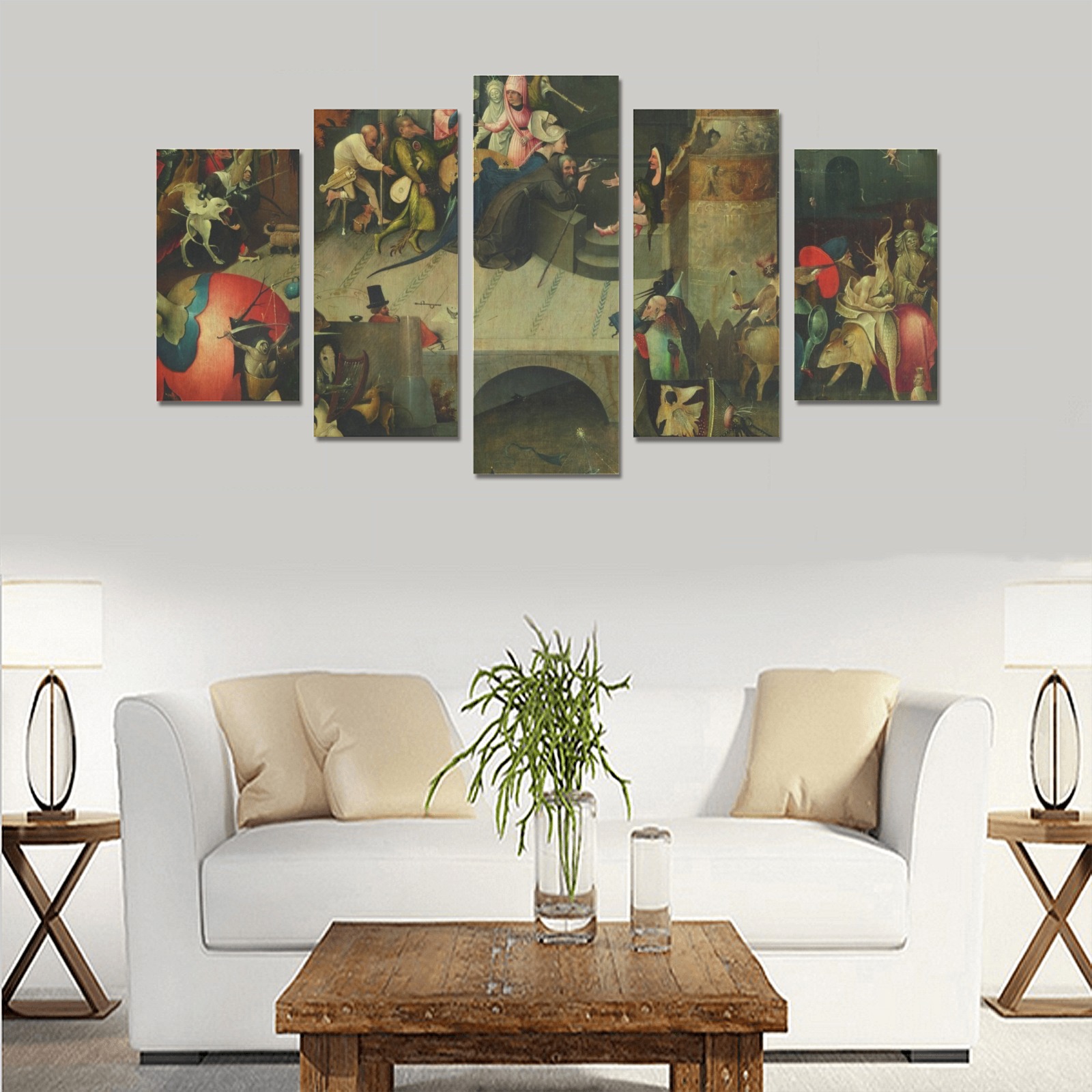 Hieronymus Bosch-The Temptation of St Anthony Canvas Print Sets A (No Frame)