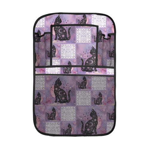 Purple Cosmic Cats Patchwork Pattern Car Seat Back Organizer (2-Pack)