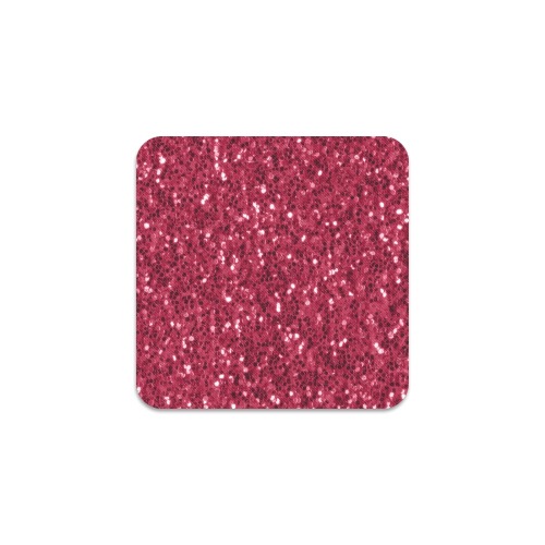 Magenta dark pink red faux sparkles glitter Square Coaster