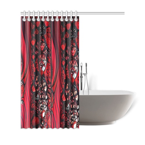 red and black intricate pattern 1 Shower Curtain 69"x72"
