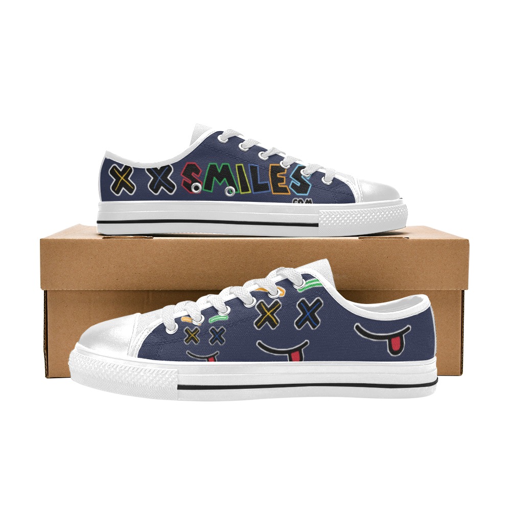 XXsmiles Navy Blue Shoes Men's Classic Canvas Shoes (Model 018)