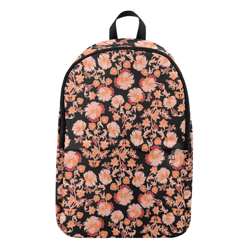 Orange Flowers Black Background Fabric Backpack for Adult (Model 1659)