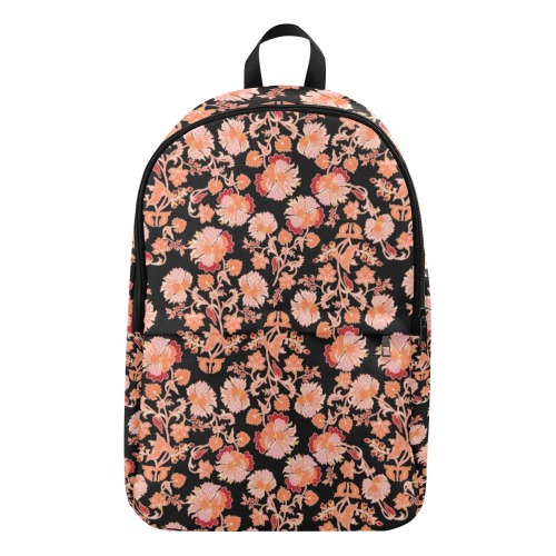 Orange Flowers Black Background Fabric Backpack for Adult (Model 1659)