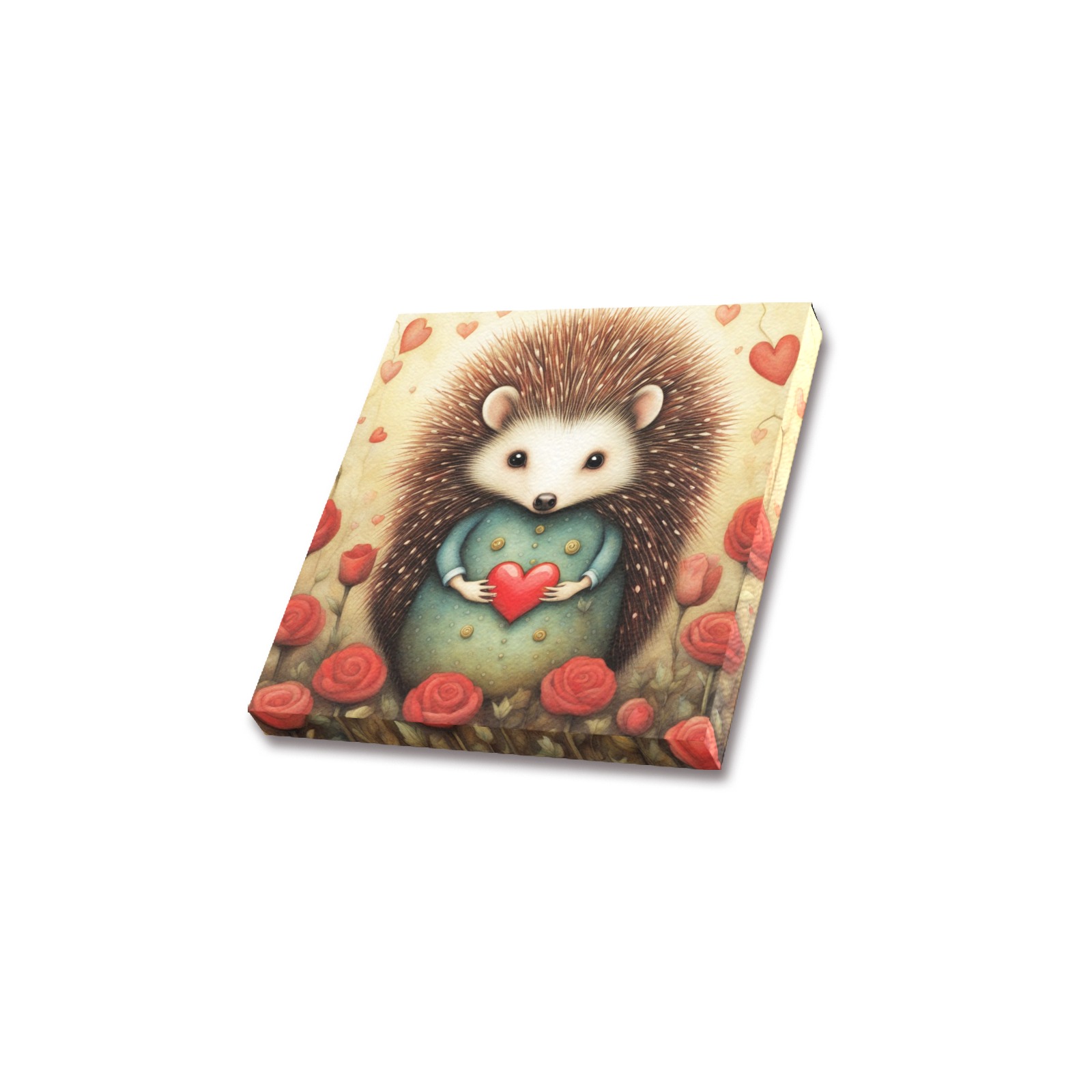 Hedgehog Love 2 Upgraded Canvas Print 12"x12"
