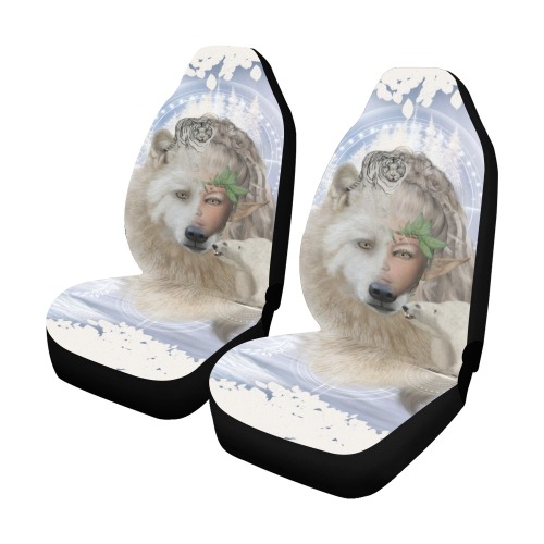 Awesome polarwolf with fairy, polar bear Car Seat Covers (Set of 2)