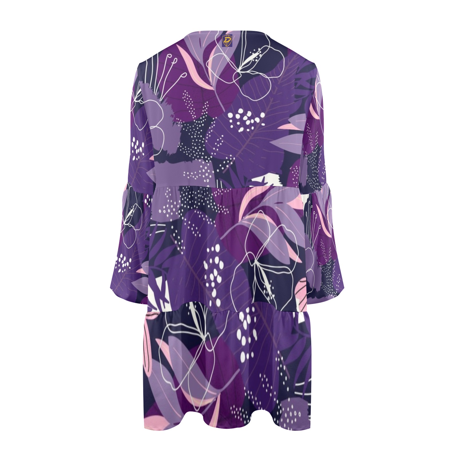 DIONIO Clothing - Ladies' Wild Purple Flower V-Neck Loose Fit Dress V-Neck Loose Fit Dress (Model D66)