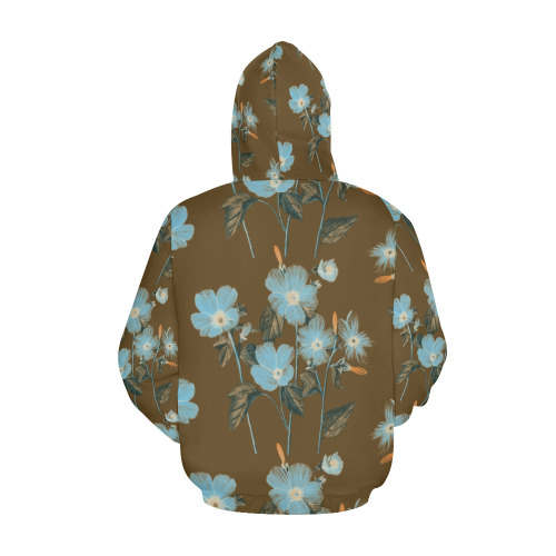 Rustic Blue Floral Bouquet All Over Print Hoodie for Women (USA Size) (Model H13)