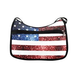 Sparkly USA flag America Red White Blue faux Sparkles patriotic bling 4th of July Crossbody Bags (Model 1616)