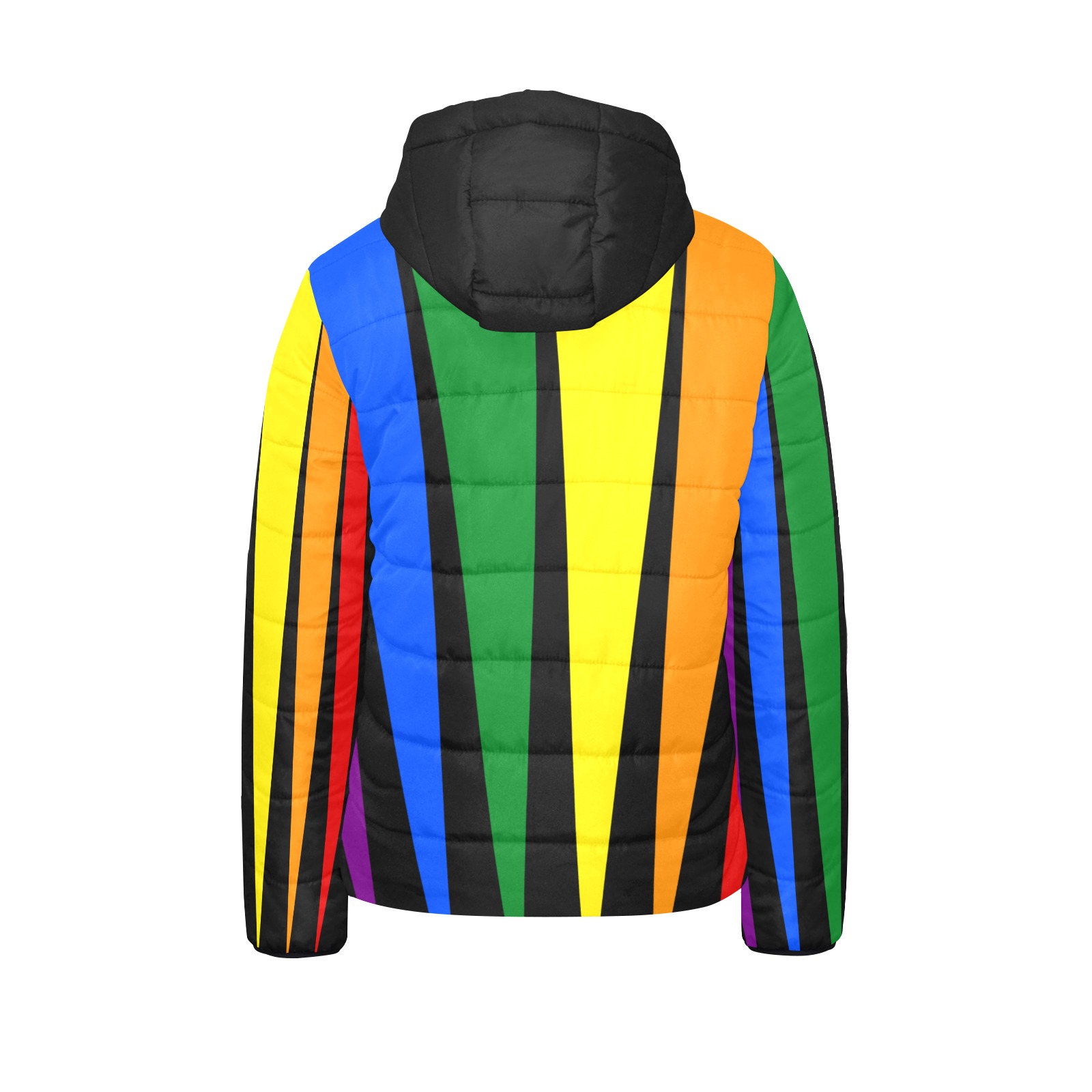 Pride Flag Colors Kids' Padded Hooded Jacket (Model H45)