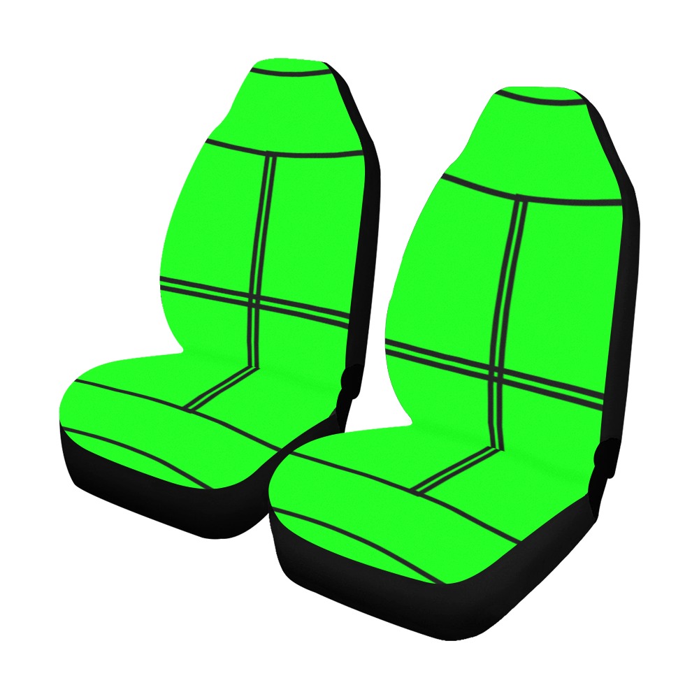 Black Interlocking Squares funhouse green Car Seat Covers (Set of 2