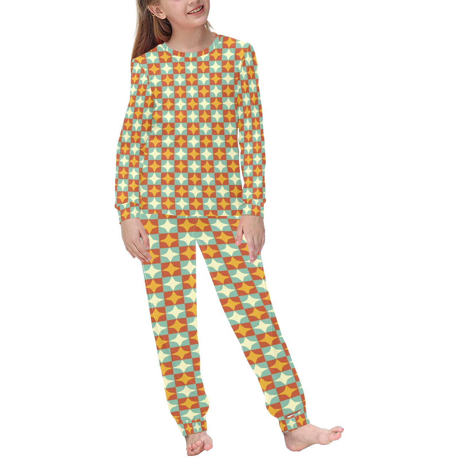 01-Mid century Modern Abstract Kids' All Over Print Pajama Set