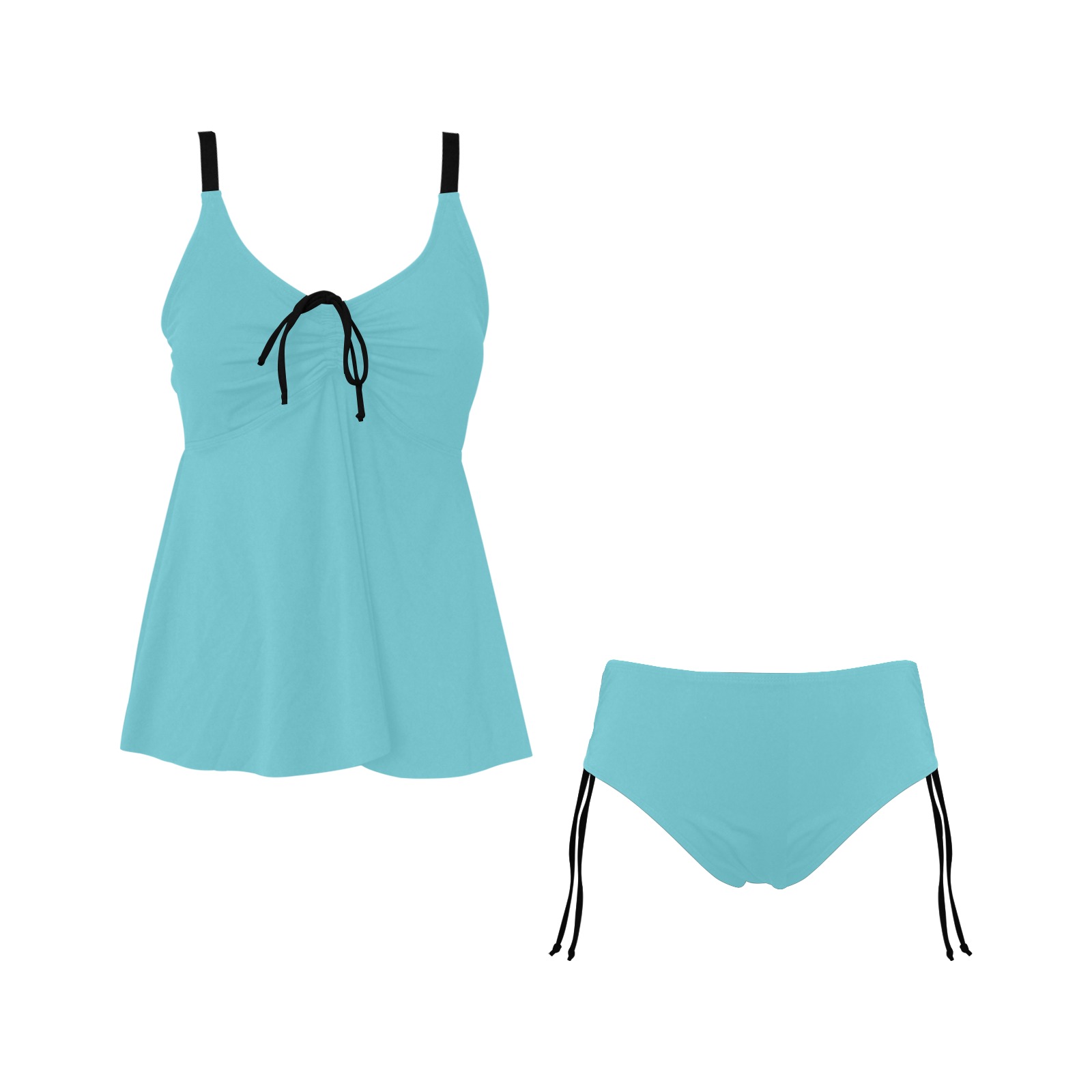 turquoise Chest Drawstring Swim Dress (Model S30)