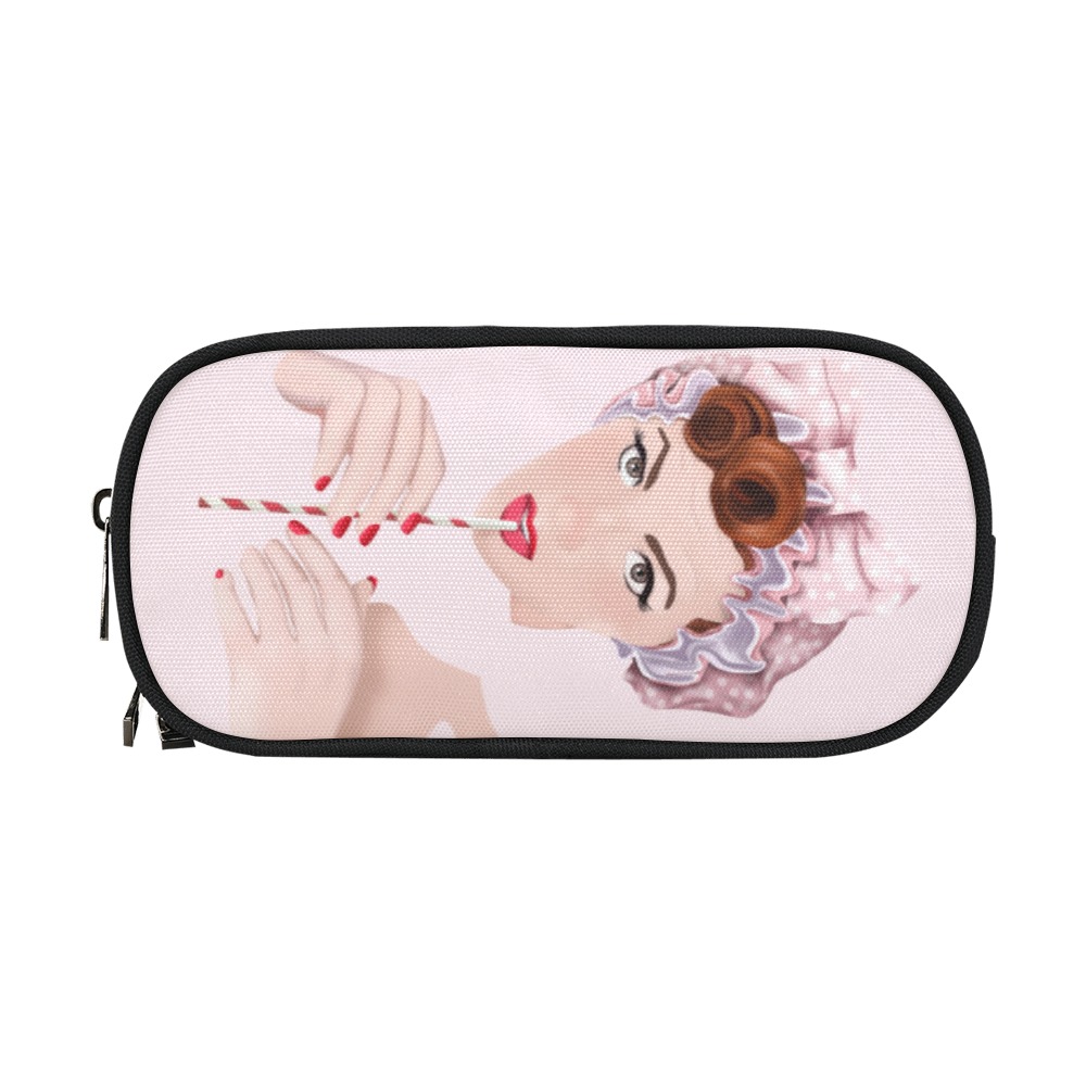 Pink Pin Up Girl Pencil Pouch/Large (Model 1680)