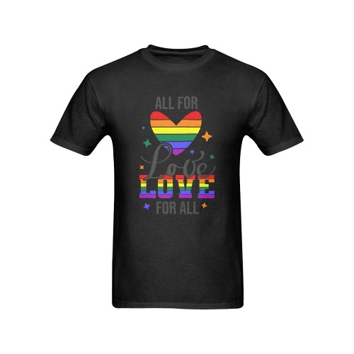 All For Love Love For All (Black) Men's T-Shirt in USA Size (Front Printing Only)