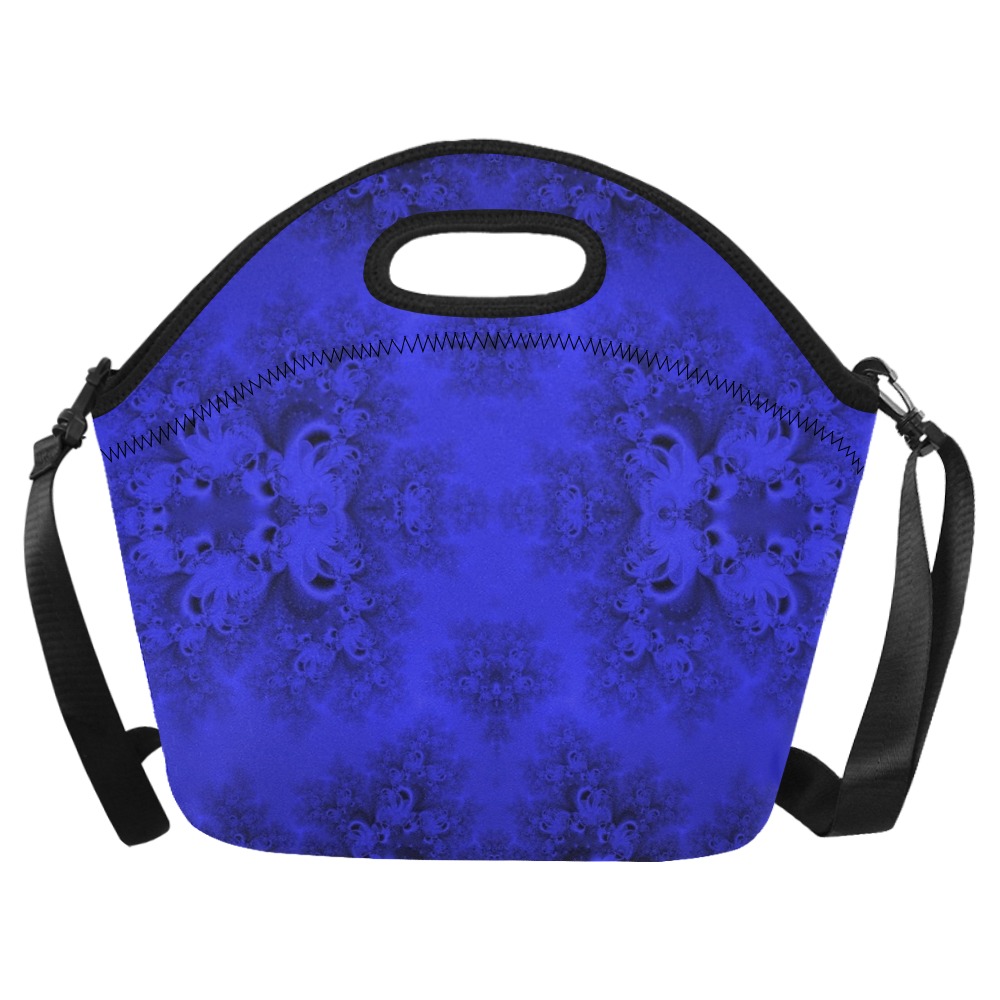Midnight Blue Gardens Frost Fractal Neoprene Lunch Bag/Large (Model 1669)