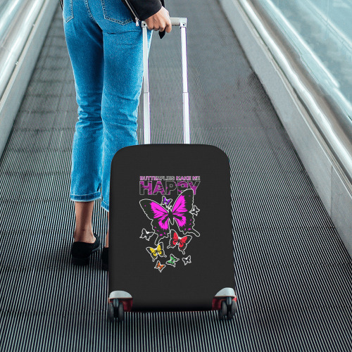 Butterflies Make Me Happy Luggage Cover/Small 18"-21"