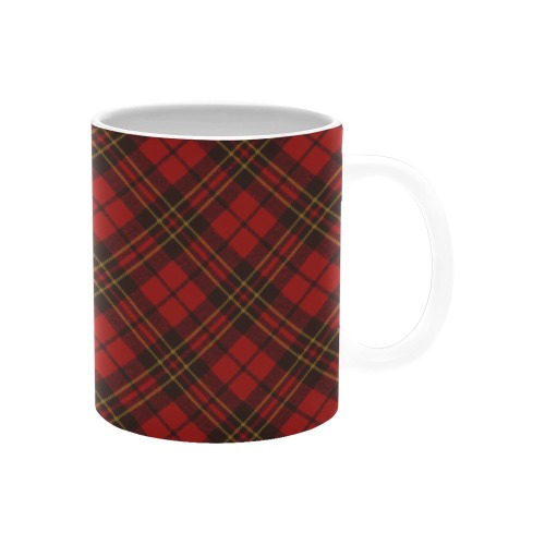 Red tartan plaid winter Christmas pattern holidays Custom White Mug (11OZ)