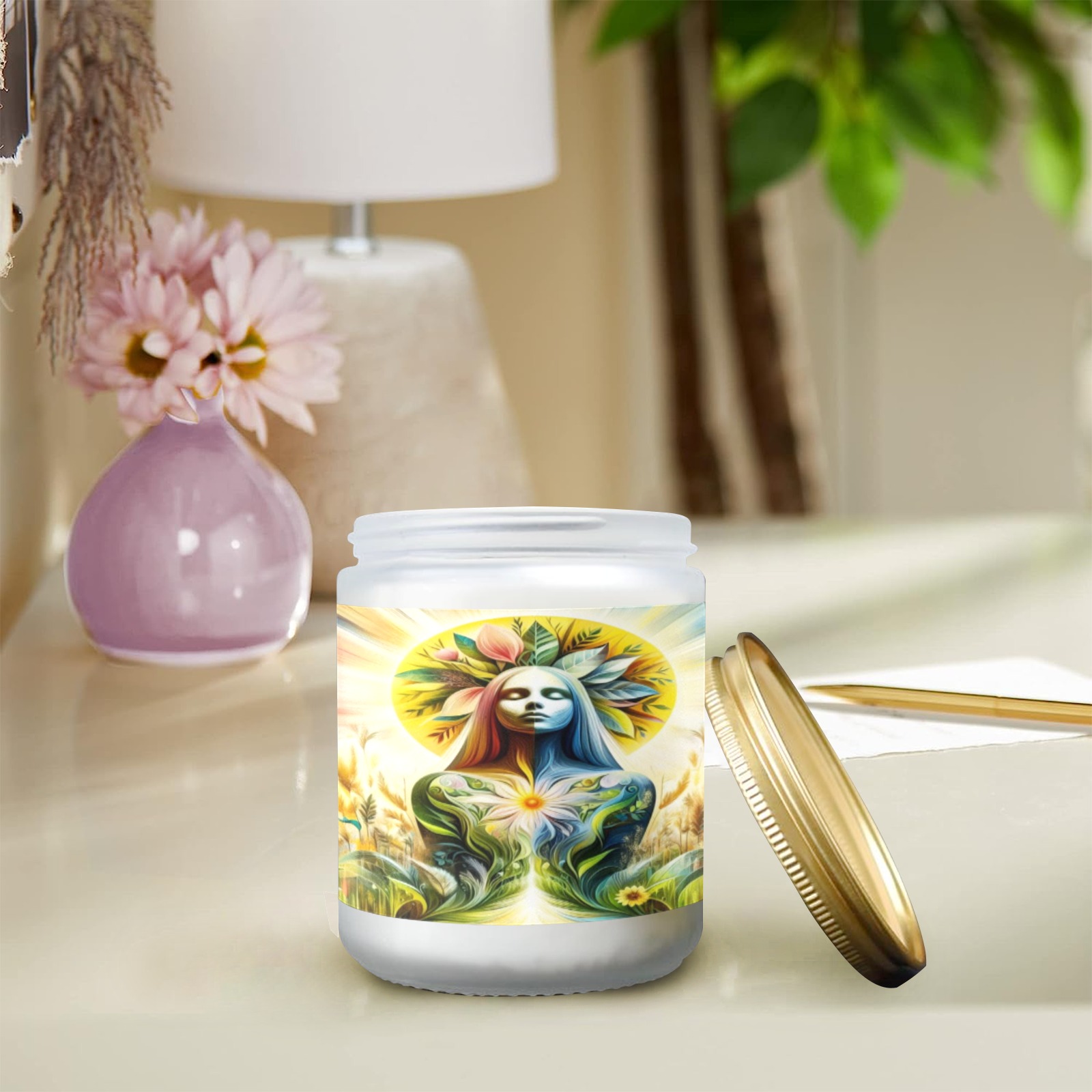 Mother Nature Frosted Glass Candle Cup - Large Size