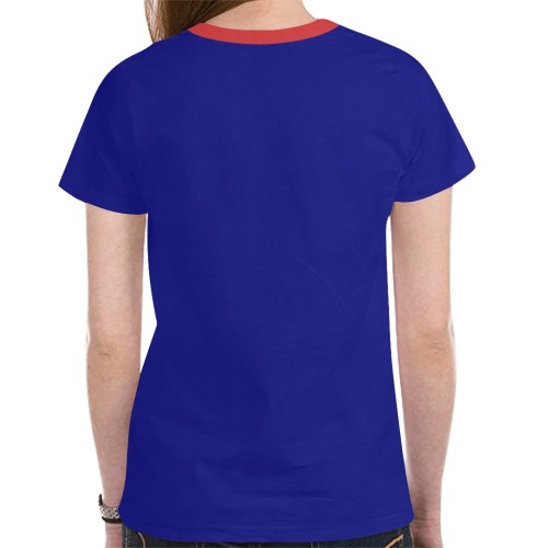 Bandana Heart on Blue New All Over Print T-shirt for Women (Model T45)