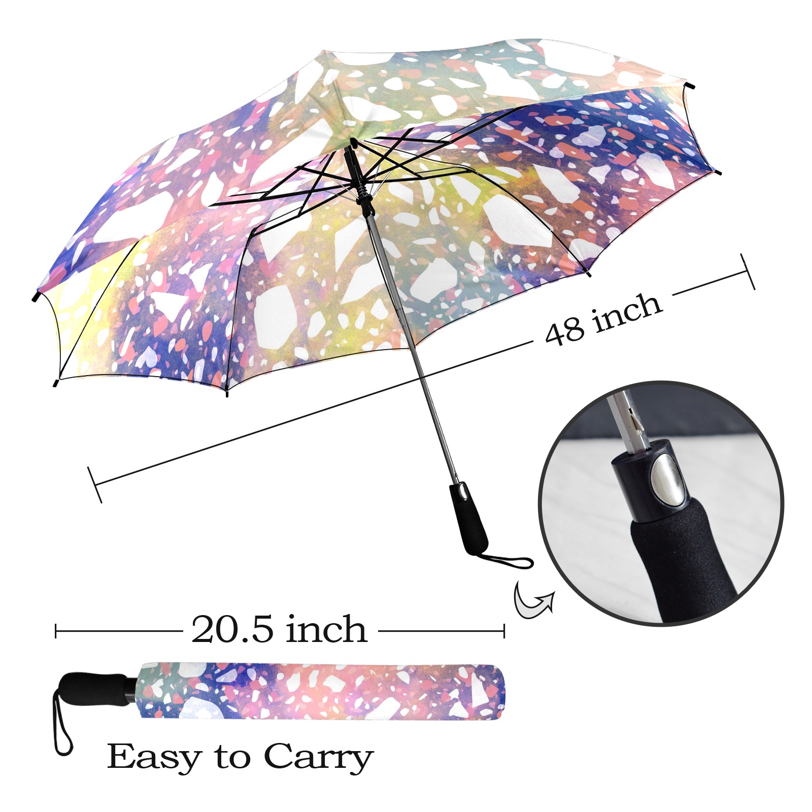 Colorful Mosaic Print Pattern Automatic Foldable Umbrella