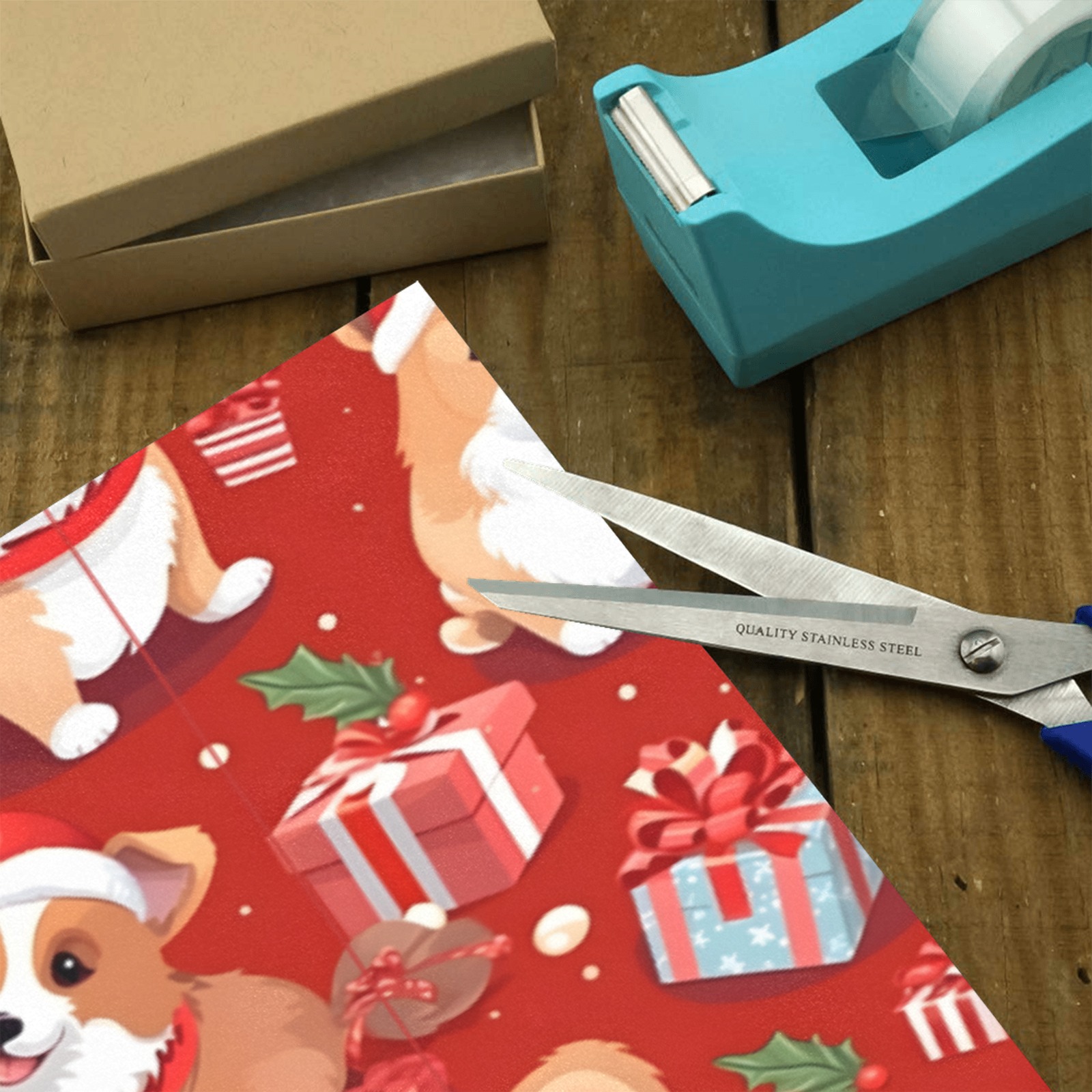 Happy Corgi Christmas Gift Wrapping Paper 58"x 23" (2 Rolls)