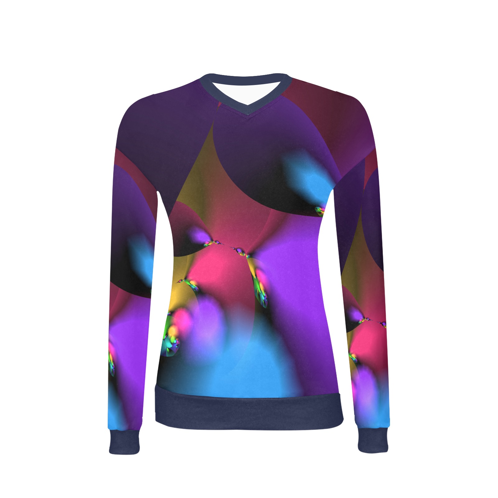 Fractal Bubbles Women's All Over Print V-Neck Sweater (Model H48)
