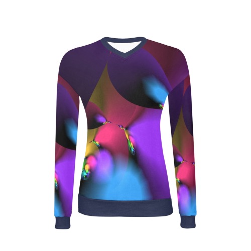 Fractal Bubbles Women's All Over Print V-Neck Sweater (Model H48)