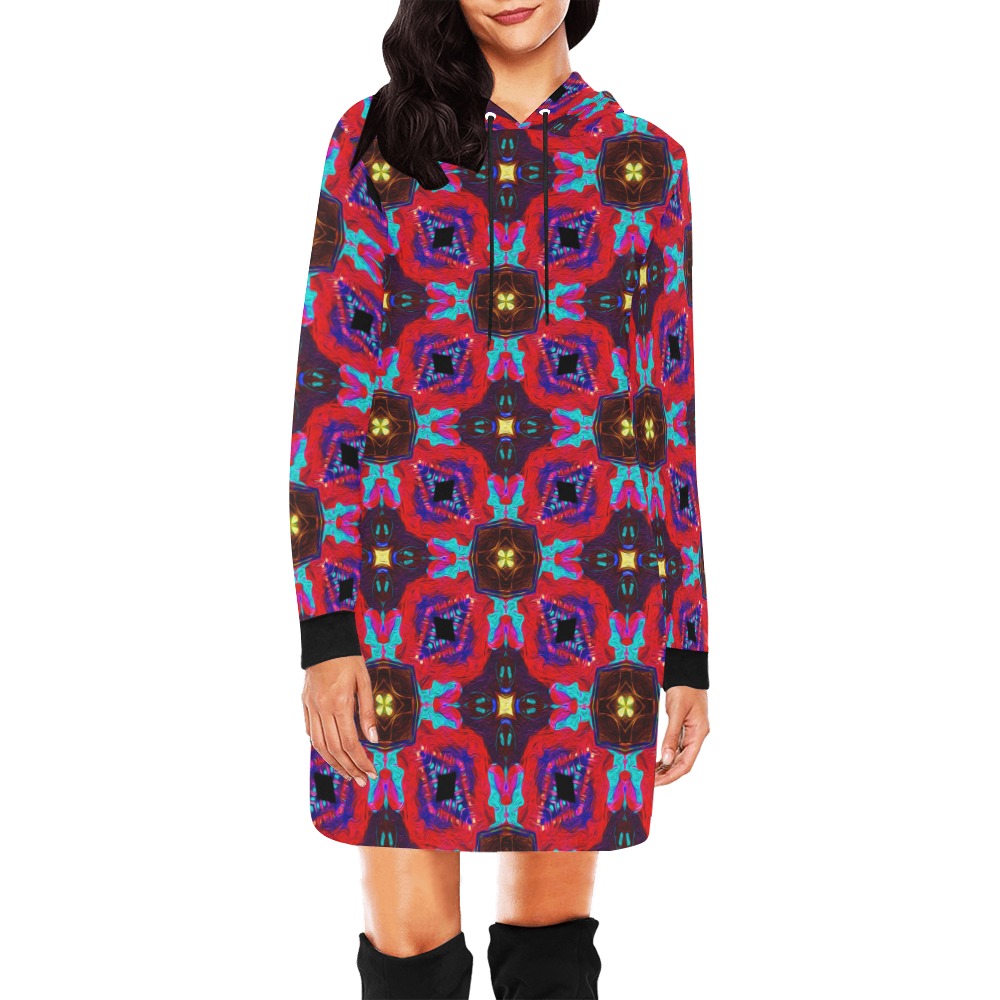 Red Colorstorm All Over Print Hoodie Mini Dress (Model H27)