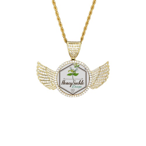 Honey Suckle Wings Gold Photo Pendant with Rope Chain