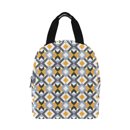 Retro Angles Abstract Geometric Pattern Zipper Lunch Bag (Model 1720)