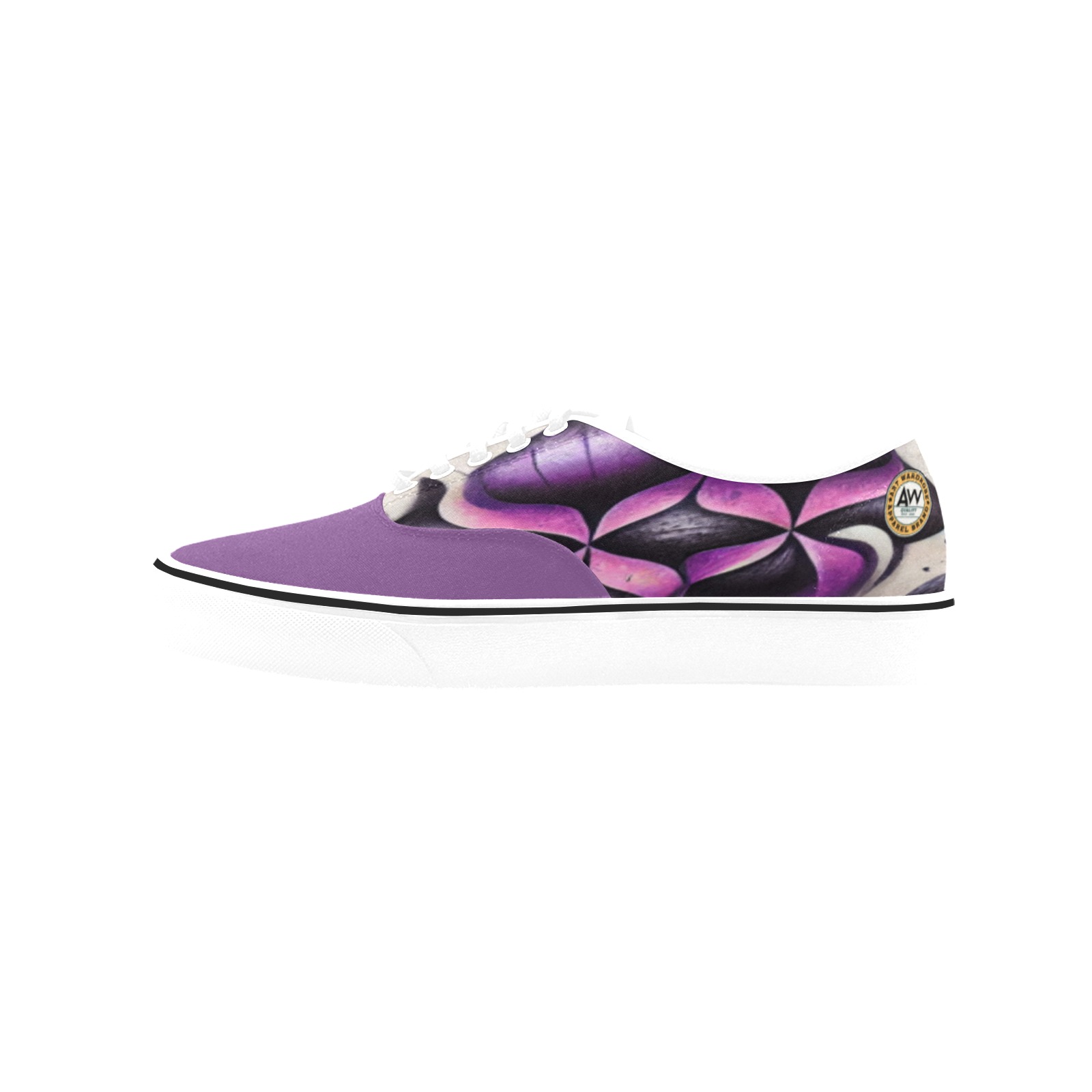 purple and cream pattern Classic Women's Canvas Low Top Shoes (Model E001-4)