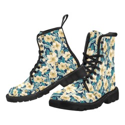Painted Flowers Martin Boots for Women (Black) (Model 1203H)