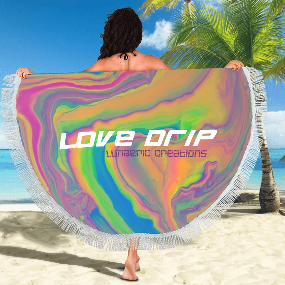 Love Drip Beach Blanket #4 Circular Beach Shawl 59"x 59"