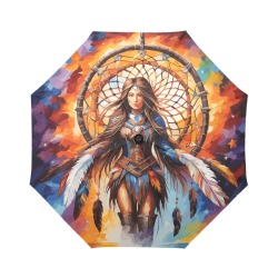 Nice fairy woman and a dreamcatcher colorful art. Auto-Foldable Umbrella (Model U04)