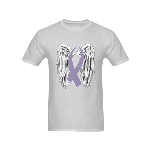 Winged Awareness Ribbon (Light Purple) Men's T-Shirt in USA Size (Two Sides Printing)
