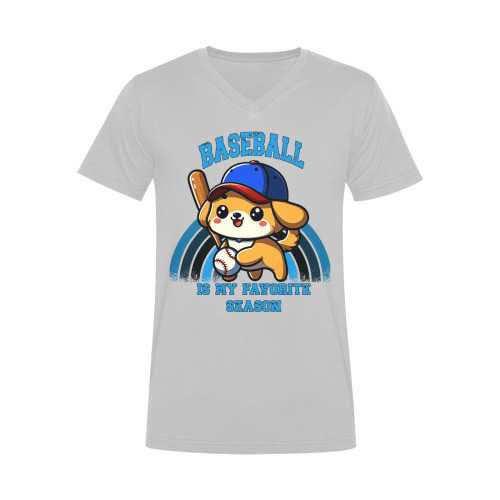 Baseball Is My Favorite Season Men's V-Neck T-shirt (USA Size) (Model T10)