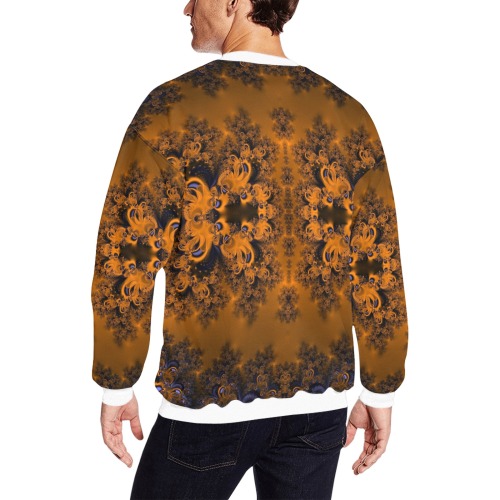 Orange Groves at Dusk Frost Fractal All Over Print Crewneck Sweatshirt for Men (Model H18)