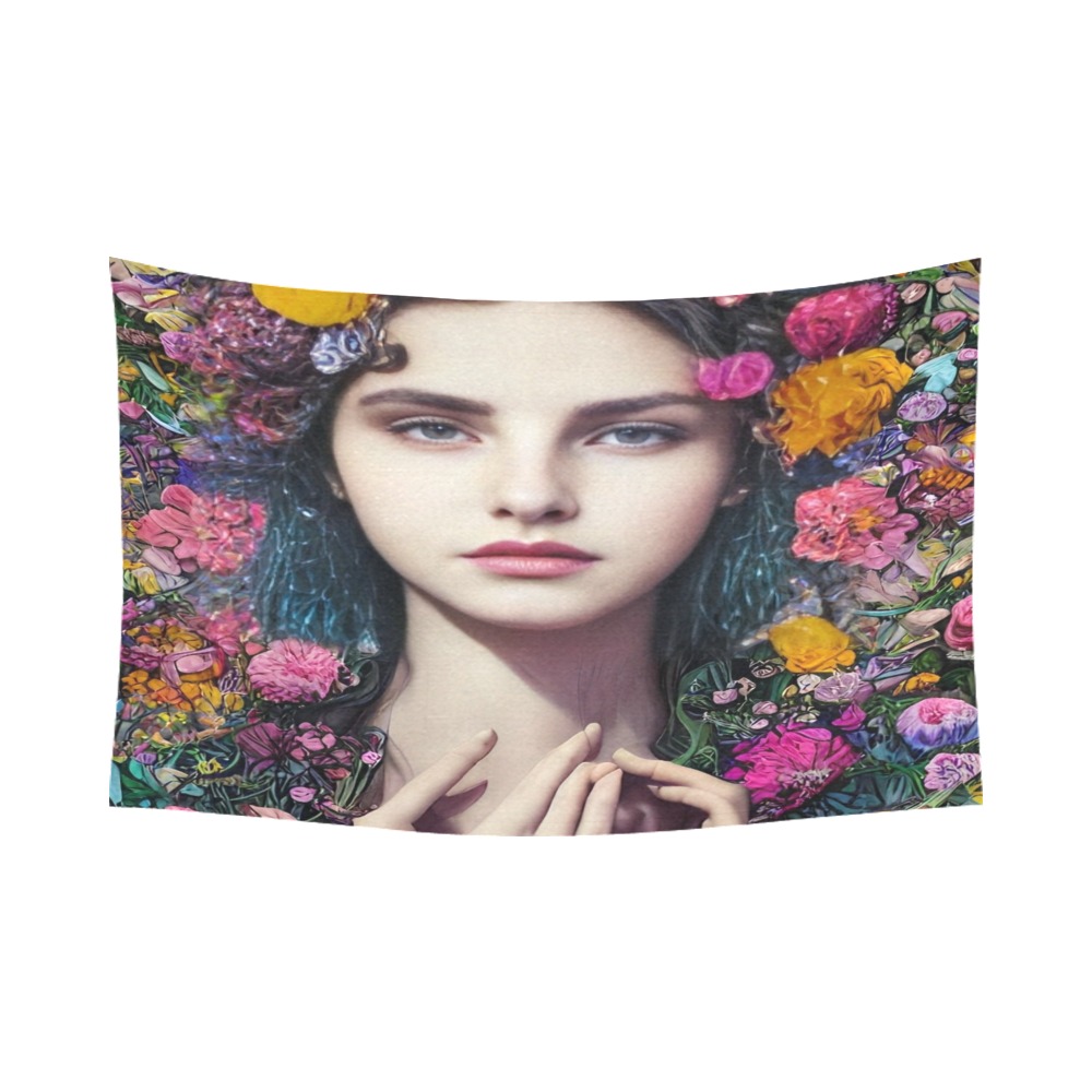 flowergirl Cotton Linen Wall Tapestry 90"x 60"