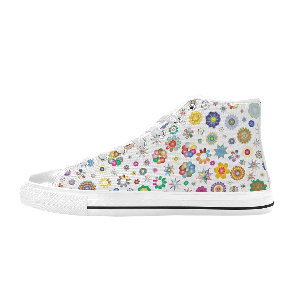 flowers Women's Classic High Top Canvas Shoes (Model 017)