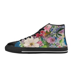 Flower bunch Black Women's Classic High Top Canvas Shoes (Model 017)