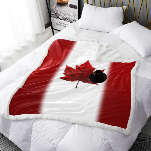Cozy Canada Flag Souvenir Double Layer Short Plush Blanket 50"x60"