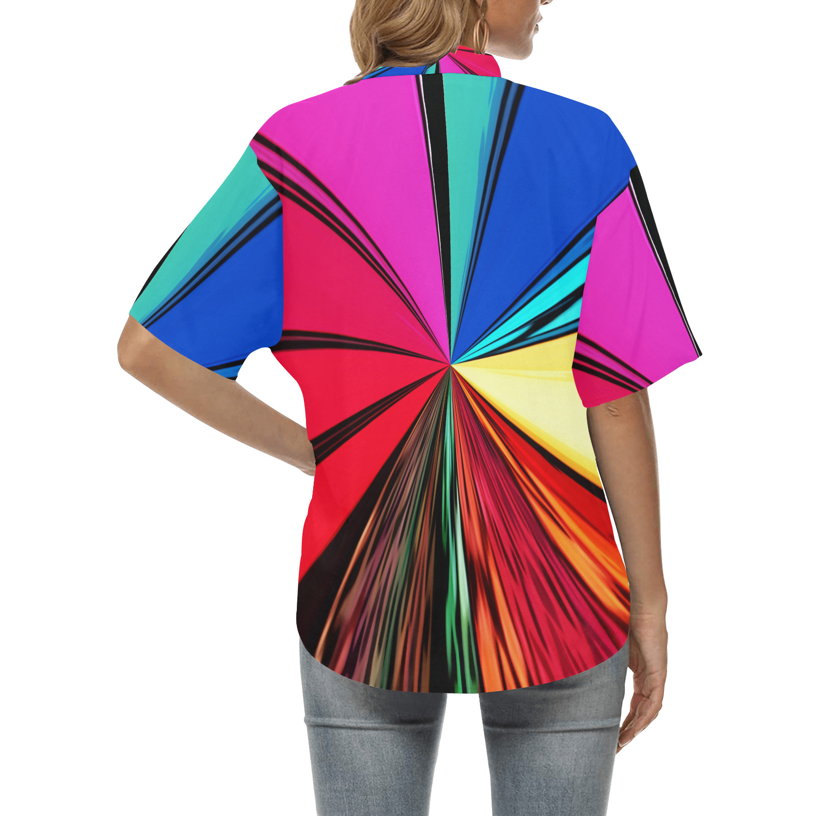 Colorful Rainbow Vortex 608 All Over Print Hawaiian Shirt for Women (Model T58)