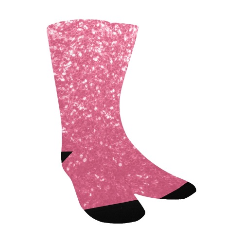 Magenta light pink red faux sparkles glitter Custom Socks for Kids