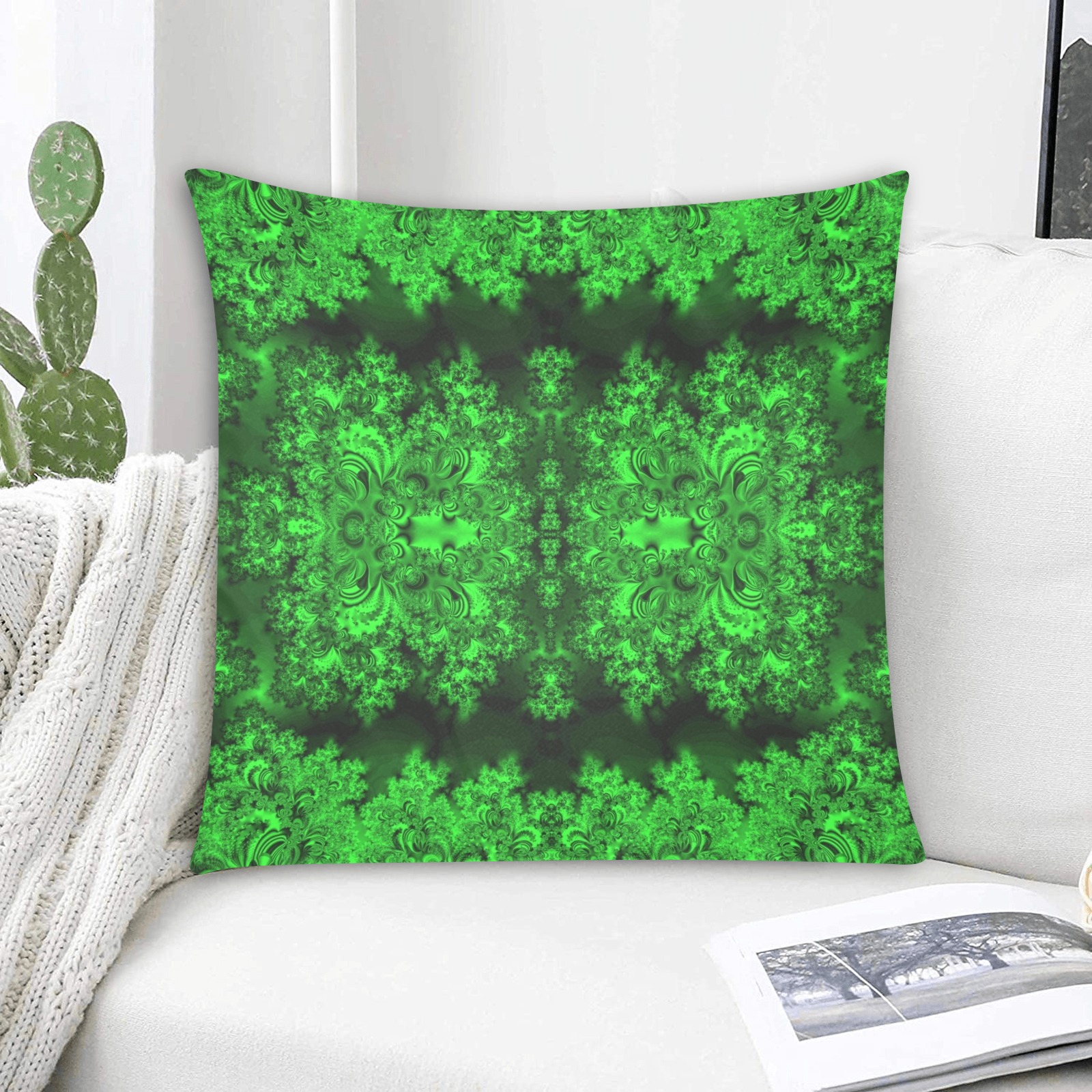 Frost on the Evergreens Fractal Custom Pillow Case 20"x20" (one side
