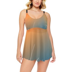 Sunset Colorful Chest Pleat Swim Dress (Model S31)