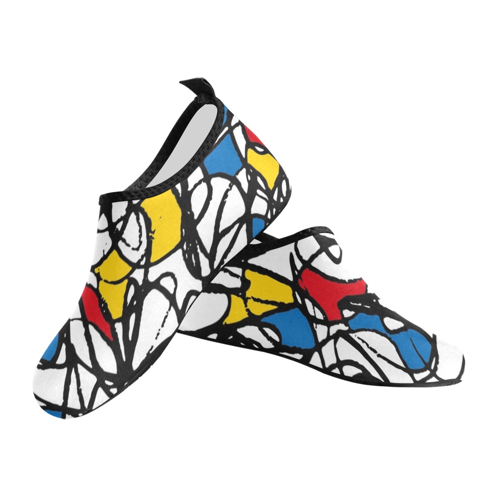 Mondrian Doodle Scribble Women's Slip-On Water Shoes (Model 056)