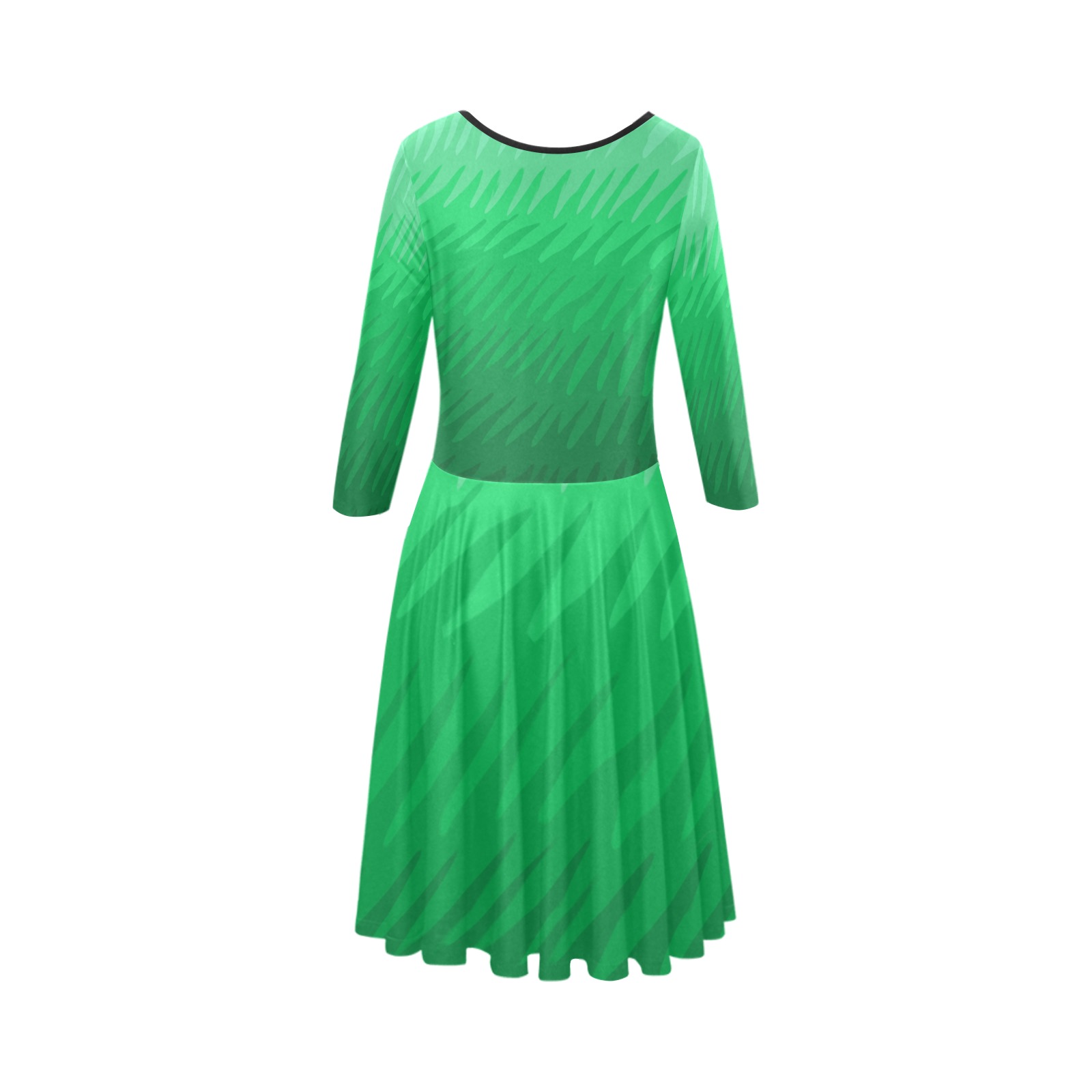 green wavespike Tethys Half-Sleeve Skater Dress(Model D20)